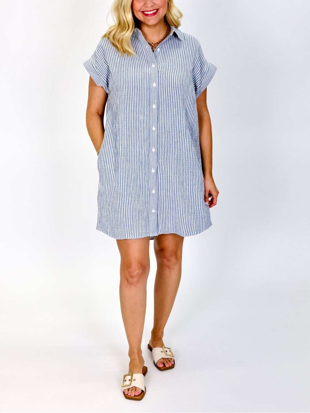 NWOT LOFT Seersucker Shirt Dress